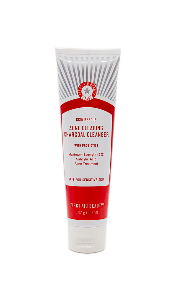 First Aid Beauty Skin Rescue Acne Clearing Charcoal Cleanser With Probiotics 5oz